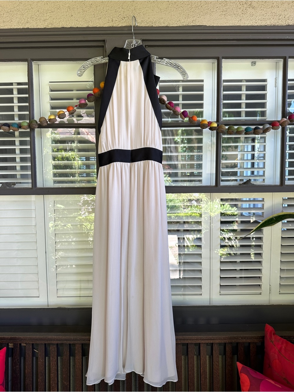 Kate Spade long silk chiffon dress with black bow - Picture 4 of 5
